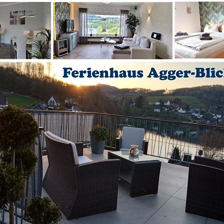 Seeblick-Ferienwohnung Im "Ferienhaus Agger-Blick" Mit Traumhafter Sonnen-Terrasse, Sauna, E-Kamin & Kajak Gummersbach Exterior foto